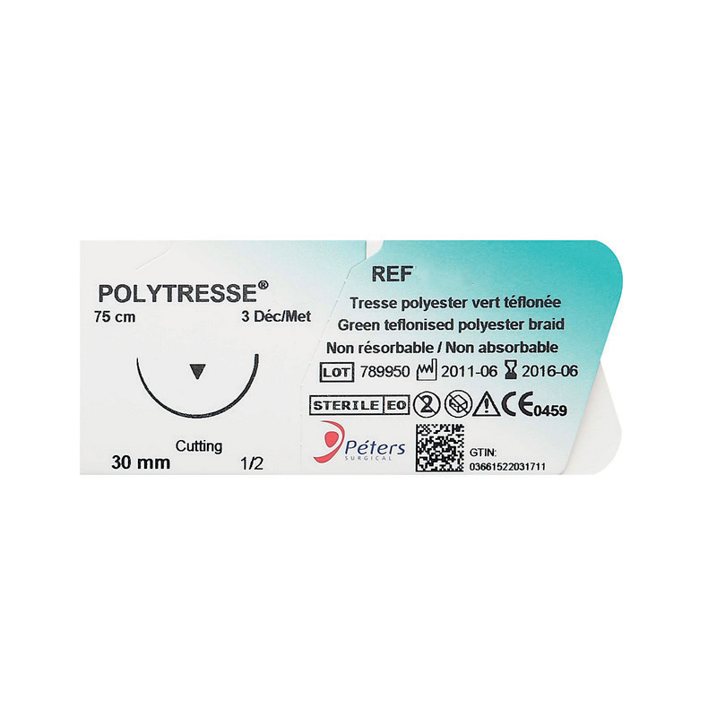 POLYTRESSE 3/0 1/2 T 22mm 70CM x36 VERT